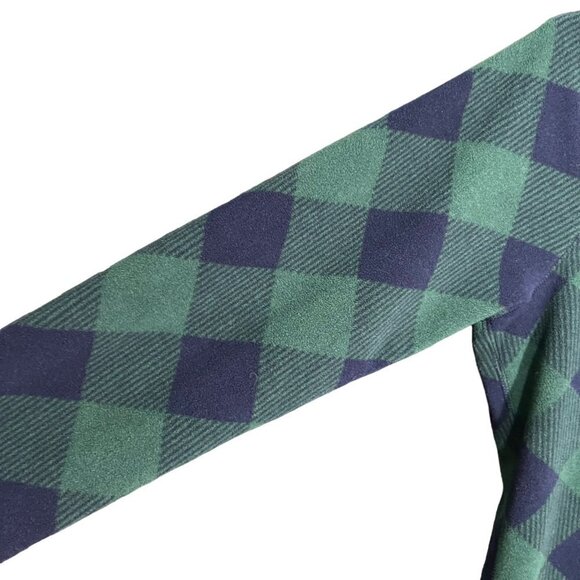 Eddie Bauer Sweater Women's Large Green Blue Plaid 1/4 Zip Fleece Size Large - Picture 4 of 7